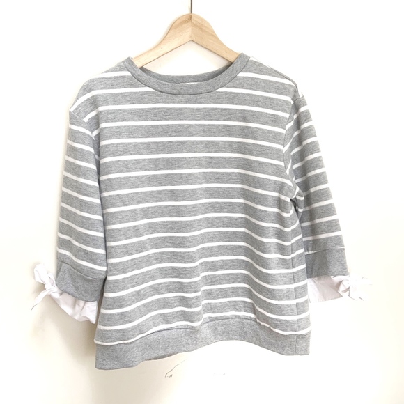 Anthropologie Tops - ANTHRO Deletta gray and white striped blouse M